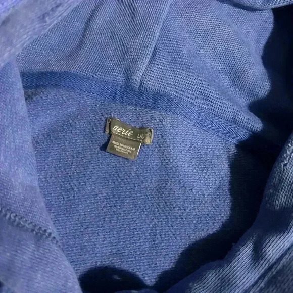 Aerie hoodie sweatshirt size large blue hooded faded blank - Picture 2 of 3